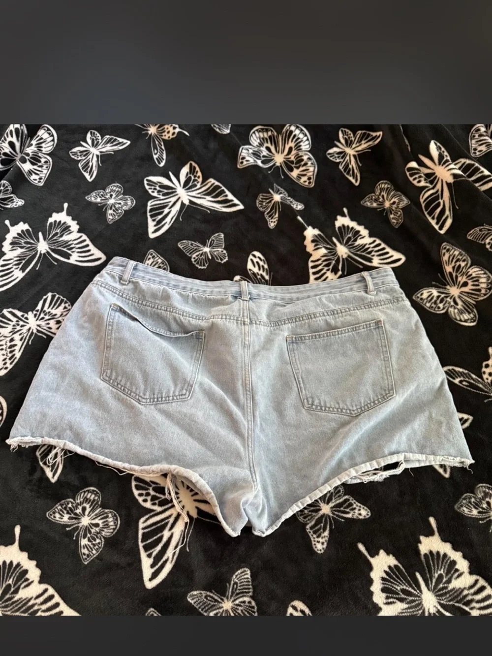 Light Blue Distressed Denim Shorts